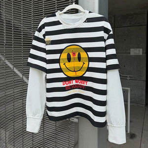 Men Customized Screen Printed Heavy Weight Cotton Striped <b>Tshirts</b> Loose Fit Men Waffle Knit Double Layer Long Sleeve t Shirt - Product Image 3