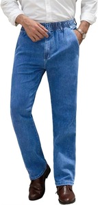 Jean en denim extensible tricoté pour homme, grande taille, coupe droite, style urbain, délavé léger, tendance, durable, décontracté, pour le printemps - Product Image 2