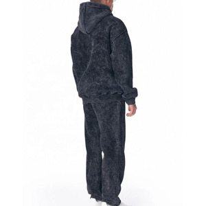 Conjunto de Sudadera con Capucha y Pantalón de Chándal para Hombre, Estilo Vintage, Lavado Ácido, Cremallera Completa, Oversize, Personalizado, de Tejido Grueso - Product Image 2
