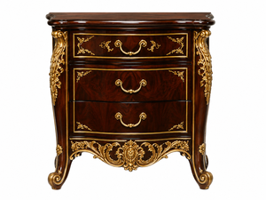 Persian Style Modern Hand Carved Golden Leaf Solid Teak Wood <b>Full</b> Size <b>Bed</b> <b>Set</b> with Nightstand Premium Bedroom Furniture India - Product Image 4