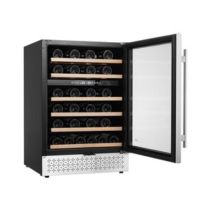 Frigorifero Cantinetta Vino a Doppia Zona da 46 Bottiglie, Elettrico, da Incasso o Libera Installazione, con Porta in Vetro, Ripiani Regolabili e Controllo Digitale della Temperatura - Product Image 1