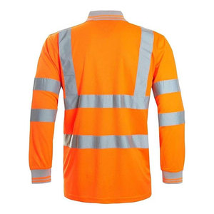 Polo de travail haute visibilité à manches longues de qualité supérieure, réfléchissant, pour la sécurité, les travaux en extérieur et la construction - Product Image 6