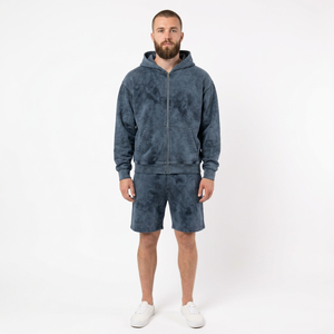 Custom <b>Men's</b> <b>Hoodie</b> <b>And</b> <b>Shorts</b> <b>Set</b> Cotton Fleece Two Piece Casual Streetwear Outfit With Screen Print Graphic Elastic Waist - Product Image 4