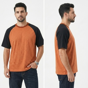 Color Blocked Raglan Sleeved Tshirt Casual Loose Fit O Neck Solid Pattern Knitted Shirt Street wear boxy shirt reasonable Prices - Product Image 3