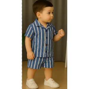 Conjunto de verano a rayas Little Explorer para niños pequeños, conjunto de verano para niños, conjunto de verano lindo para niños - Product Image 1