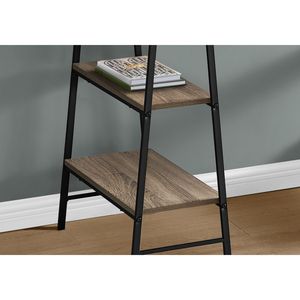 Contemporary Modern 48\"L Home Office <b>Computer</b> Desk with <b>Storage</b> Shelves Brown Laminate and Black Metal <b>for</b> Laptop Work - Product Image 3