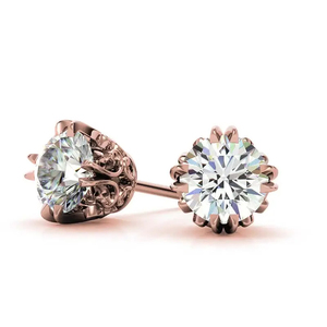 Classic VVS Moissanite Round Cut <b>Stud</b> Earrings for Women IGI Certified Gold Plated S925 <b>Silver</b> Moissanite Diamond Earrings - Product Image 6
