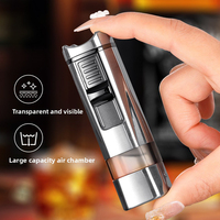 Briquet en métal rechargeable de luxe JH, coupe-vent, à quatre jets de flamme, avec perforateur pour cigares, accessoire pour briquets au butane