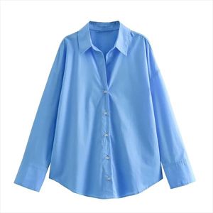 Blusas Holgadas de Popelina para Mujer, Estilo Casual, con Botones, Manga Larga, Diseño Moderno, Alta Calidad, Última Moda de Verano - Product Image 4