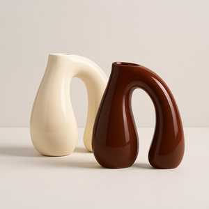 2026 Irregular <b>Unique</b> Pattern Trendy Look Ceramic <b>Vase</b> Vintage Style Luxury Home Decorative Enamel Big Flower Ceramic <b>Vase</b> By UO - Product Image 1