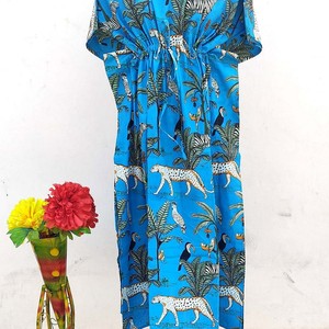 Jungle Print <b>Kimono</b> Robe Women's Cotton Wrap Robe V-neck Full Length Summer Loungewear Bridesmaid robes <b>Beach</b> Wear - Product Image 4