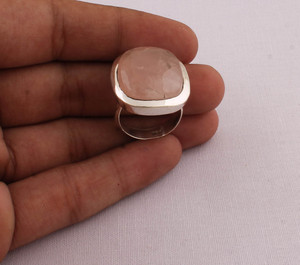 Natural Rose Quartz Cushion <b>Ring</b> 925 Sterling Silver Jewelry Square Pink Gemstone <b>Ring</b> Vintage Style <b>Statement</b> <b>Ring</b> for Women - Product Image 2