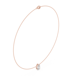 Collier pendentif solitaire en or rose avec diamant de laboratoire taille poire pour femme |   Chaîne de diamants élégante et minimaliste, cadeau - Product Image 1