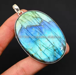 Colgante de labradorita natural, joyería de plata de ley 925, colgante hecho a mano, colgante para mujer, regalo de aniversario, regalo para ella - Product Image 1