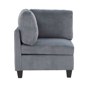 Moderno sedile angolare modulare grigio scuro 1pc con rivestimento in tessuto di velluto a coste per soggiorno grigio scuro - Product Image 2