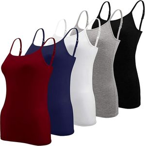 Aura Cami Womens Camisole Tank Top Undershirt <b>Spaghetti</b> Strap Basic Camisoles Soft Cotton Stretch Slim Fit Layering Tops Pack - Product Image 1