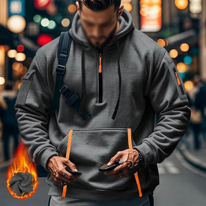 Men Half <b>Zip</b> <b>Hooded</b> Sweatshirt Premium Quality Long Sleeve Casual Fashion Hoodie Comfortable Streetwear Clothing For Fall - Product Image 6