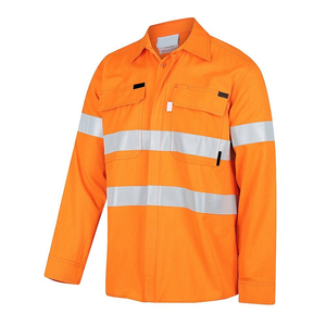 Custom Logo Cotton Road Traffic Mining Mechanic Industrial Construction Worker Security Hi Vis Reflective Safety <b>Work</b> Shirt - Product Image 2