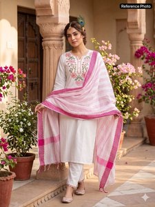Traje Tradicional Indio de Color Sólido, Elegante, de 3 Piezas, Ligero, Informal, para Mujer, Salwar Kameez, Top de Diseñador, para Fiestas, Todas las Temporadas - Product Image 3