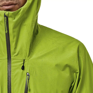 <b>Men's</b> Eco-Friendly Hooded <b>Waterproof</b> Stand Collar Rain <b>Jacket</b> <b>Green</b> Sporty Style PU Coated Polyester Zipper Closure Winter Wear - Product Image 5