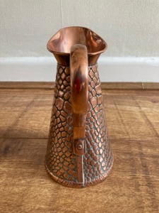 Vintage Copper Pitcher With Textured Stone Pattern Handcrafted Metal <b>Jug</b> For <b>Drinks</b> Party Use Custom In Height - Product Image 3