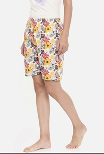 Shorts en coton tricoté à imprimé floral pour femmes, taille basse élastique avec cordon de serrage, coupe décontractée, respirant et à séchage rapide - Product Image 5