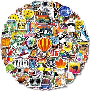Ks Printing High Quality 100pcs PVC Die Cut-048 Cartoon Sticker | Waterproof Anti UV Eco Friendly <b>Self</b> <b>Adhesive</b> UV Decorative - Product Image 1