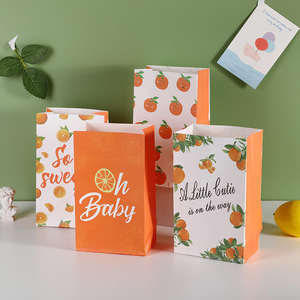 Sacs cadeaux en papier couché faits main les plus vendus, motif dessin animé mignon fruits, en cuir de vachette blanc, cadeaux de vacances transfrontaliers, design simple - Product Image 3