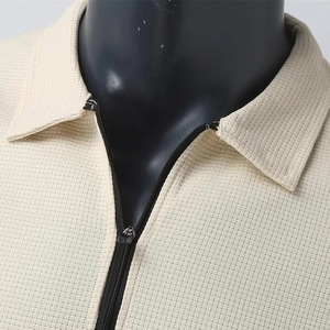 เสื้อแจ็คเก็ตโปโลแขนยาวผู้ชายสไตล์วินเทจ รุ่น XZ สำหรับฤดูใบไม้ร่วง  ตกแต่งซิป  ย้อมสีพื้น - Product Image 3