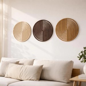 Décoration murale géométrique artisanale en bois de manguier - Vente en gros B2B - Product Image 1