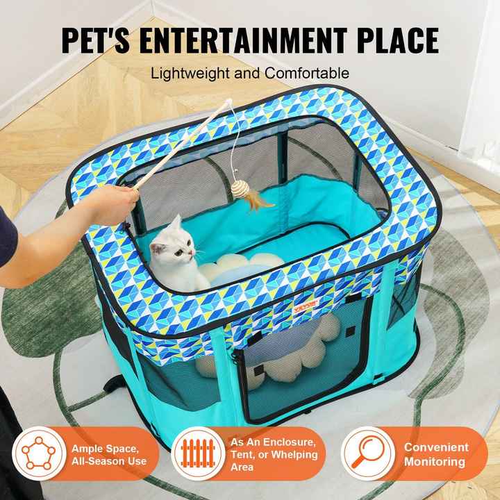 Portable Foldable 32'' X 24'' X 22'' Pet Playpen 600D Waterproof Oxford Cloth Crate Kennel for Puppy Dog Cat Indoor Outdoor