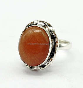 Bague en argent sterling 925 de style bohème fabriquée à la main pierre de pêche pierre précieuse pierre de lune bijoux cadeau pour elle - Product Image 2