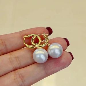 Boucles d'oreilles élégantes en argent pur S925 avec perles naturelles 7-8MM 9-10MM rondes, impeccables, haut de gamme, ambiance raffinée - Product Image 2