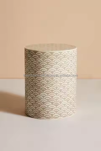 Mesa de tambor central con incrustaciones de hueso hechas a mano modernas de calidad de exportación para sala de estar muebles personalizables de ARTISAN CRAFT - Product Image 4