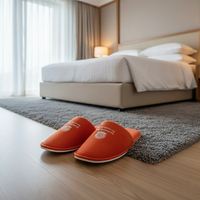 Chaussons d'hôtel jetables en velours durable, luxueux pour spa, hôtel de luxe, semelle souple, personnalisables