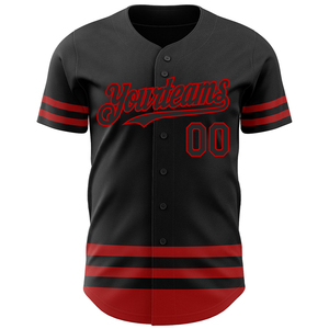 Maillot de baseball alternatif 2026 personnalisé, authentique, brodé, noir et rouge, avec nom et numéro personnalisés, uniforme brodé - Product Image 3