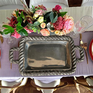 Proveedor al por mayor de La India Bandeja de servicio de metal de aluminio Juegos de bandejas decorativas para el hogar Bandeja de forma cuadrada Venta caliente más vendida - Product Image 3