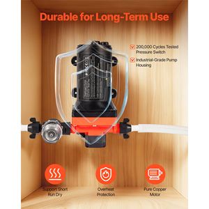 Pompa Acqua a Diaframma Autoadescante a 4 Camere 12V DC 6 GPM (22.7 L/min) con Pressostato Automatico 70 PSI Max per Uso Marino - Product Image 5