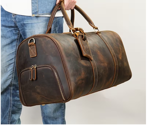 <b>Leather</b> Weekender Duffel <b>Bag</b> with Zipper Closure Handmade Vintage Travel Carry <b>Bag</b> for <b>Men</b> Heavy Duty <b>Leather</b> <b>Bag</b> <b>Leather</b> - Product Image 1