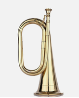 Brass Cavalry Bugle Military Style Polished Finish Handmade Musical Instrument with Mouthpiece for Back to School Beginners