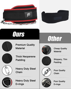 Cinturón de Nylon Ajustable para Ejercicios con Mosquetón de Liberación Rápida y Neopreno para Agregar Peso, Color Rojo - Product Image 2