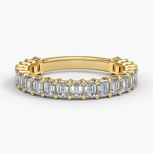 Full Eternity Shared-Prong <b>Emerald</b> Cut Diamond <b>Band</b> <b>Ring</b> - Product Image 2