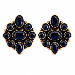 Boucles d'oreilles clous en pierre bleue plaqué or oxydé, style bohème tendance, bijoux de déclaration pour mariage, directement du fournisseur en gros - Product Image 1