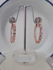 Boucles d'oreilles ovales en morganite naturelle, 3x5mm, en argent sterling 925, ton or rose, bijoux élégants et étincelants pour elle - Product Image 2
