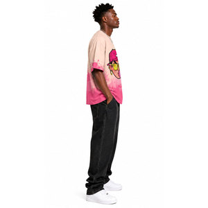 T-shirt à manches courtes pour homme, coupe oversize, 100% coton, 260 g/m², effet délavé personnalisé, imprimé DTG, avec strass - Product Image 4