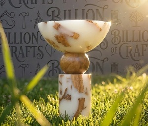 Brûleur à Bakhoor en bois et résine blanche, fait main, porte-encens aromatique, brûleur à encens moderne, décoration d'intérieur - Product Image 2