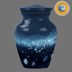 Adult Funeral Ash <b>Urn</b> – Handcrafted Blue Floral Keepsake Memorial <b>Large</b> Cremation <b>Urn</b> with Lid - Product Image 1