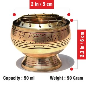 Quemador de incienso de carbón de latón para parrilla |   Quemador de Loban Dhoop |   Portafragancias Tradicional para el Hogar |   Artículos Religiosos Hechos a Mano para el Verano - Product Image 2