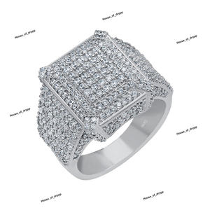 Moissanite <b>Silver</b> Rectangular Face <b>Ring</b> In 925 <b>Silver</b> With Stones For Bold Elegant <b>Statement</b> Fashion <b>Ring</b> Jewelry - Product Image 3