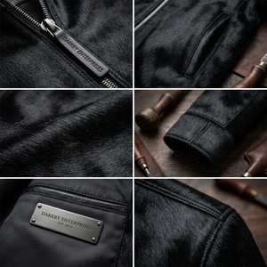 Chaqueta de Cuero de Pelo de Vaca para Hombre, de Lujo, Personalizada, al por Mayor, Ajustada, de Piel Auténtica, Estilo Bomber, Abrigo de Invierno, Fabricante B2B, Marca Privada - Product Image 6